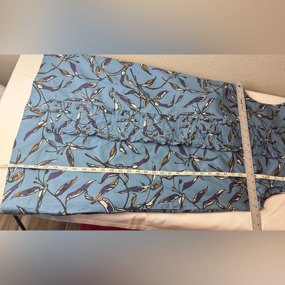Max Mara‎ Printed Nola Dress Light Blue Floral Print Ruffle Shift Dress Sz 8 - Picture 7 of 8